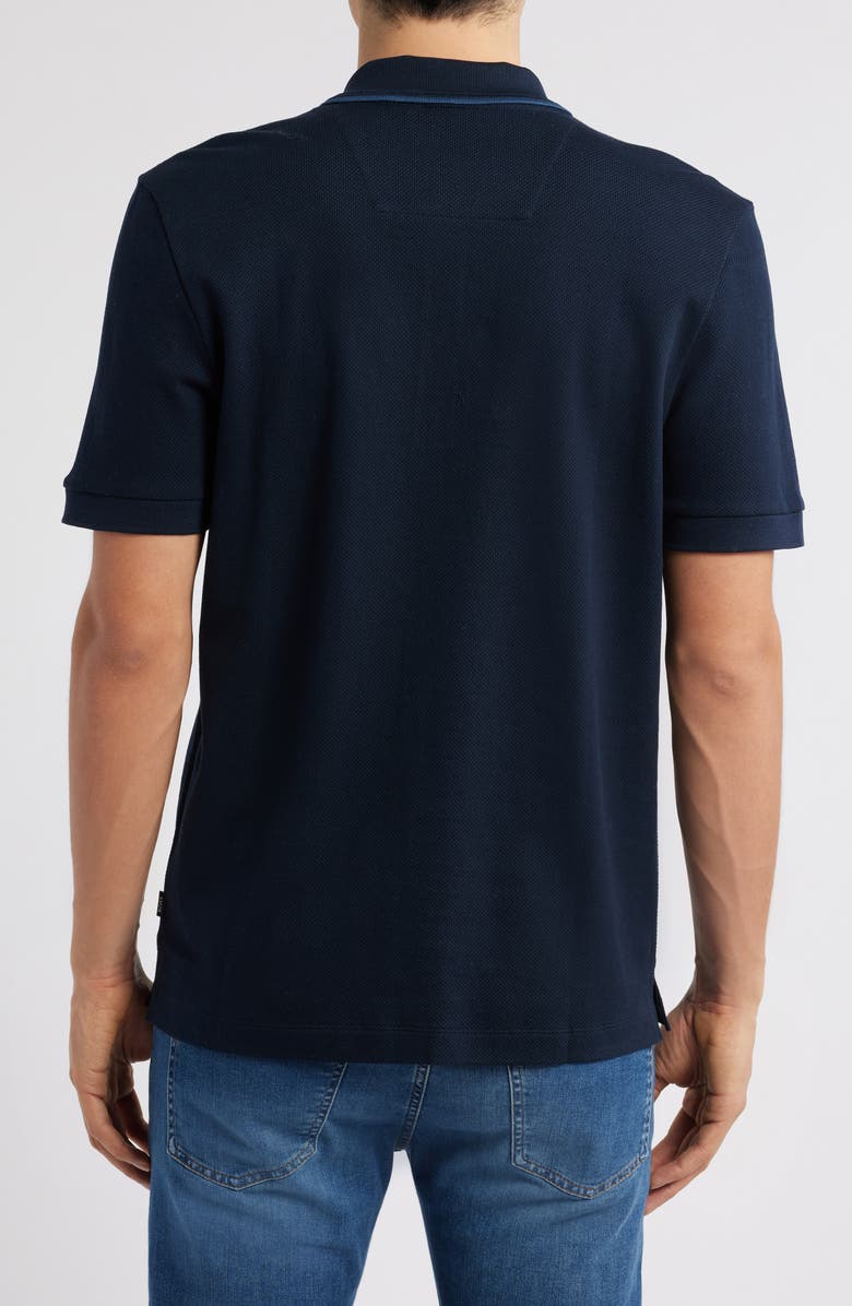 BOSS Paras Quarter Zip Cotton Polo, Alternate, color, Dark Blue