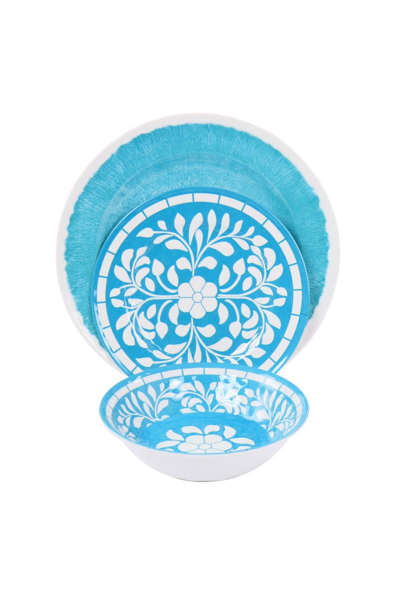 Telly 12 Piece Melamine Dinnerware Set, Alternate, color, Blue