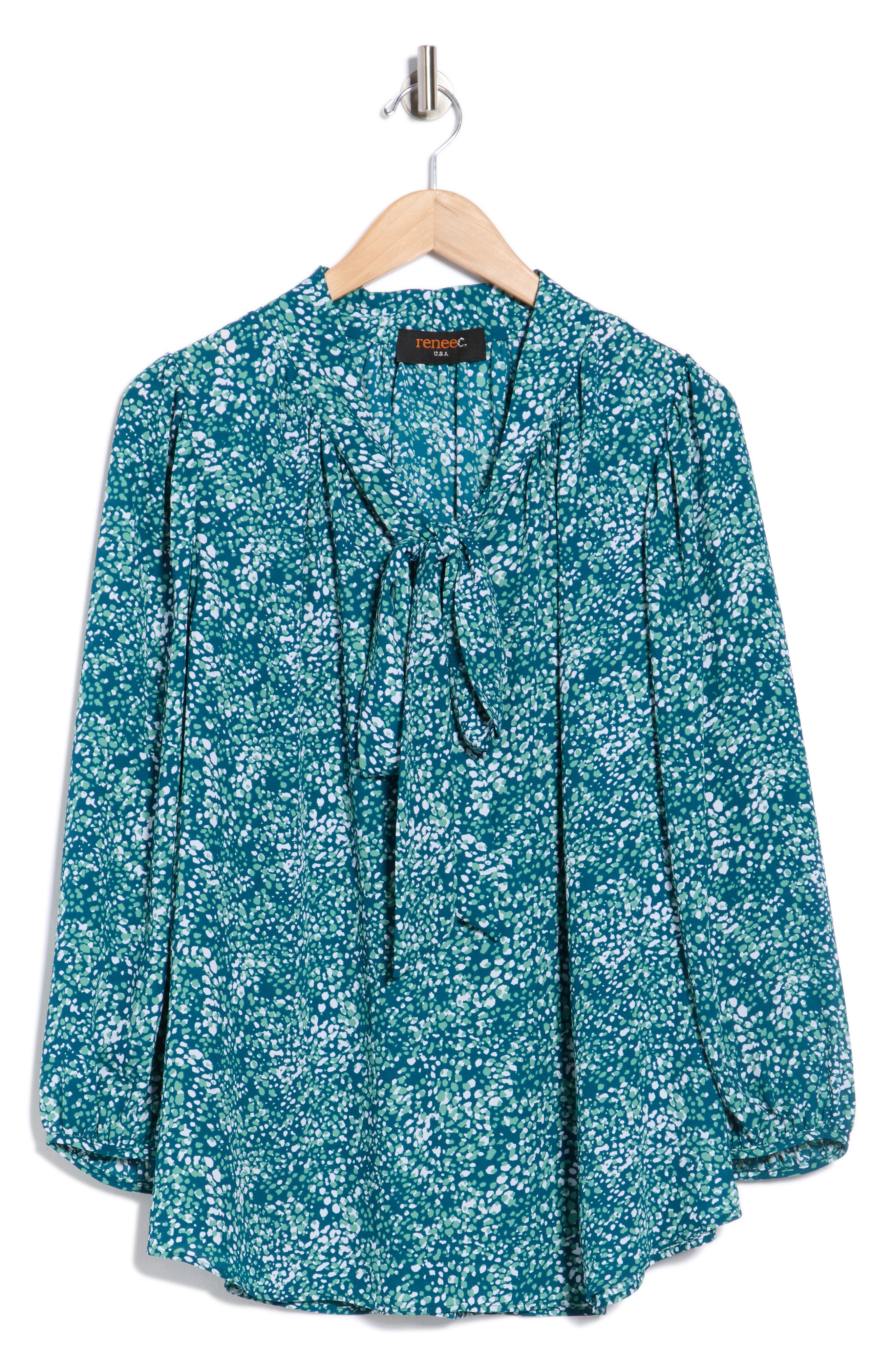 Renee C Tie Neck Long Sleeve Top