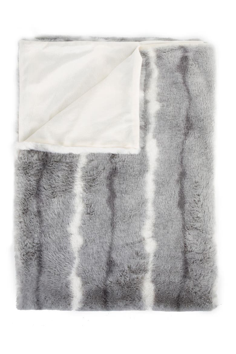 Dayton Multi Faux Fur Throw - 50" x 60", Main, color, GREY/WHITE/BLACK