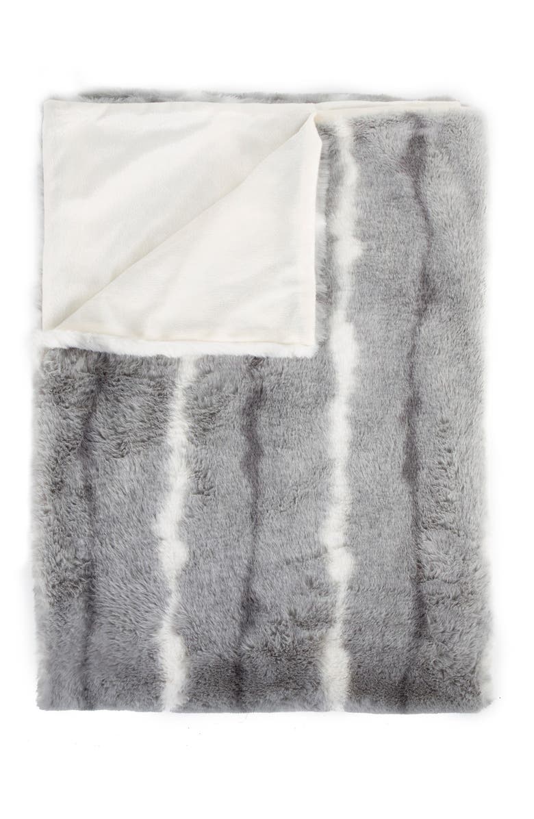 LUXE Dayton Multi Faux Fur Throw - 50" x 60", Main, color, Grey/White/Black