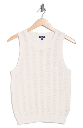 Splendid Cable & Pointelle Sleeveless Sweater In Neutral