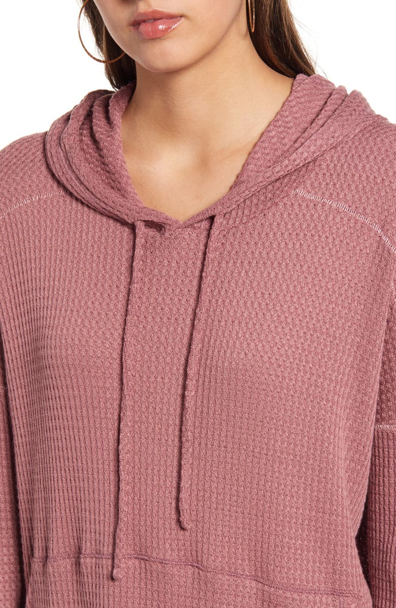 Billabong Days Like This Hooded Waffle Knit Top, Alternate, color, 