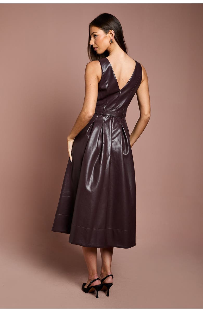 Coast Sleeveless Pu Belted Dress, Alternate, color, Brown