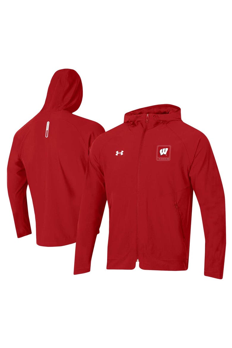Men's Under Armour Red Wisconsin Badgers Unstoppable Raglan Full-Zip Jacket, Main, color, Red
