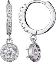 Adornia Cubic Zirconia Halo Drop Huggie Hoop Earrings