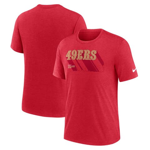 Men's Nike Heather Scarlet San Francisco 49ers Long Pass Tri-Blend T-Shirt