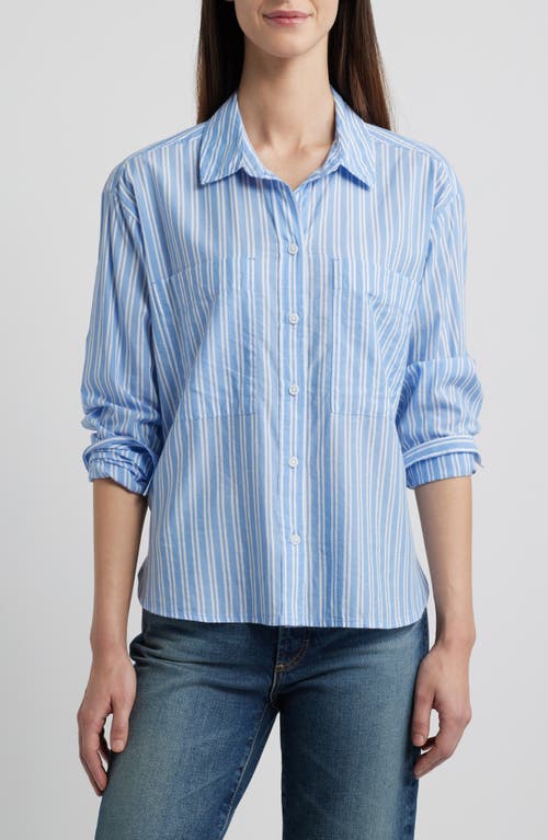 beachlunchlounge Everlynn Cotton Blend Button-Up Shirt in Magic Blue 