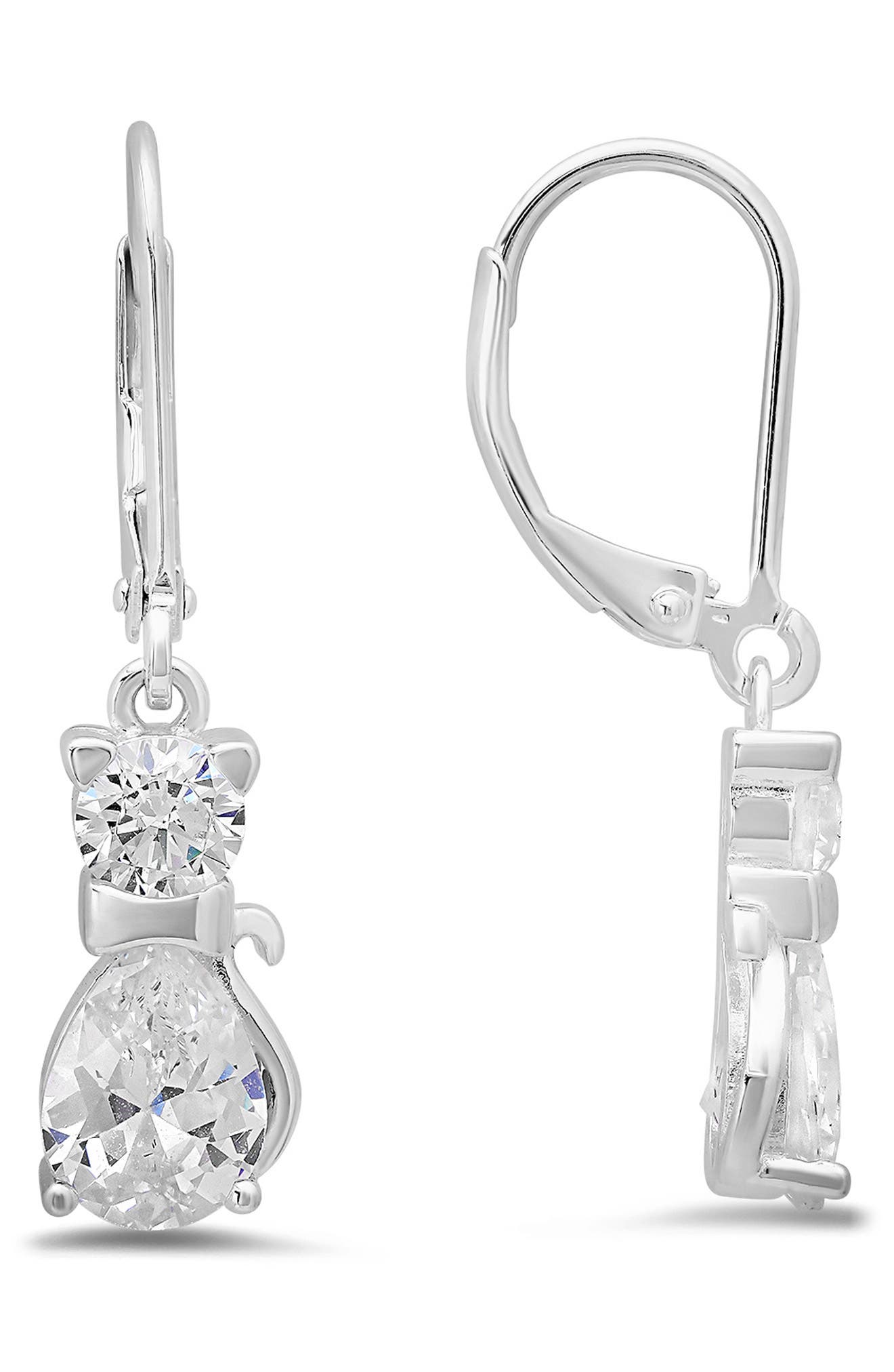 Queen Jewels Kitty Cat Drop Earrings