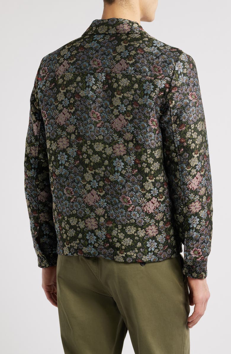 Les Deux Jaiden Floral Jacquard Overshirt, Alternate, color, Rosin/Chive Green