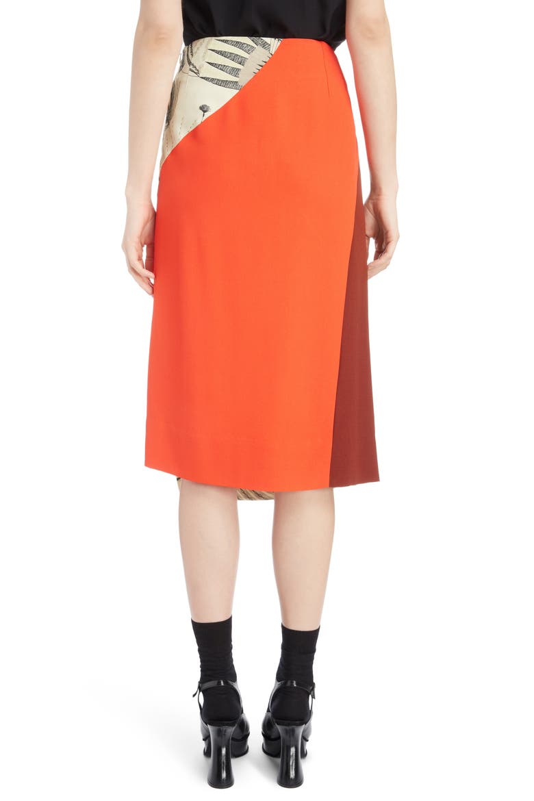 Asymmetrical Colorblock Print Skirt, Alternate, color, ECRU