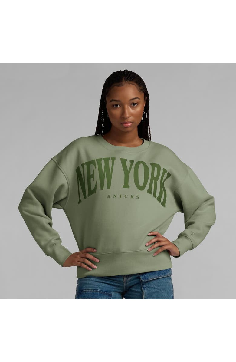 FANATICS Women's Fanatics Olive New York Knicks Elements Flow Pullover Sweatshirt, Alternate, color, Olive