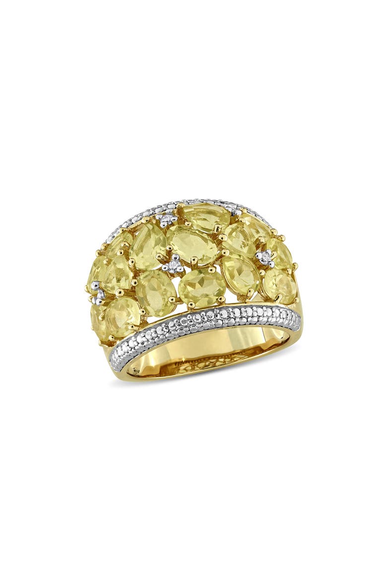 Lemon Quartz & Diamond Wide Band Ring, Main, color, YELLOW/ GOLD