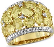 DELMAR Lemon Quartz & Diamond Wide Band Ring