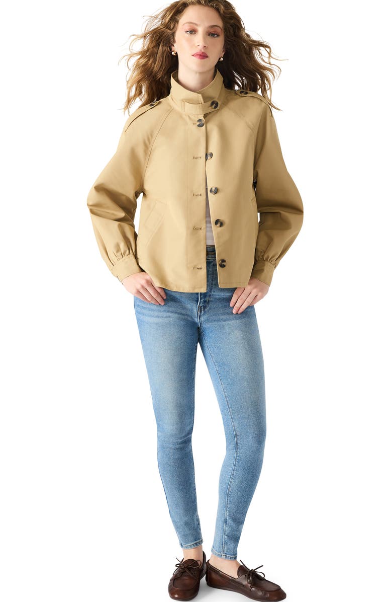 Steve Madden Kaylee Cotton Blend Crop Trench Coat, Alternate, color, Khaki