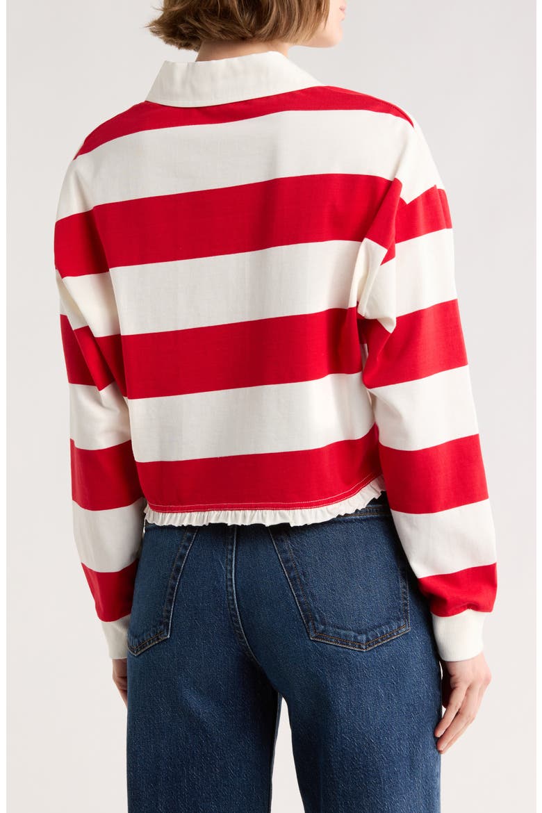Stripe Long Sleeve Cotton Polo, Alternate, color, RED COMBO