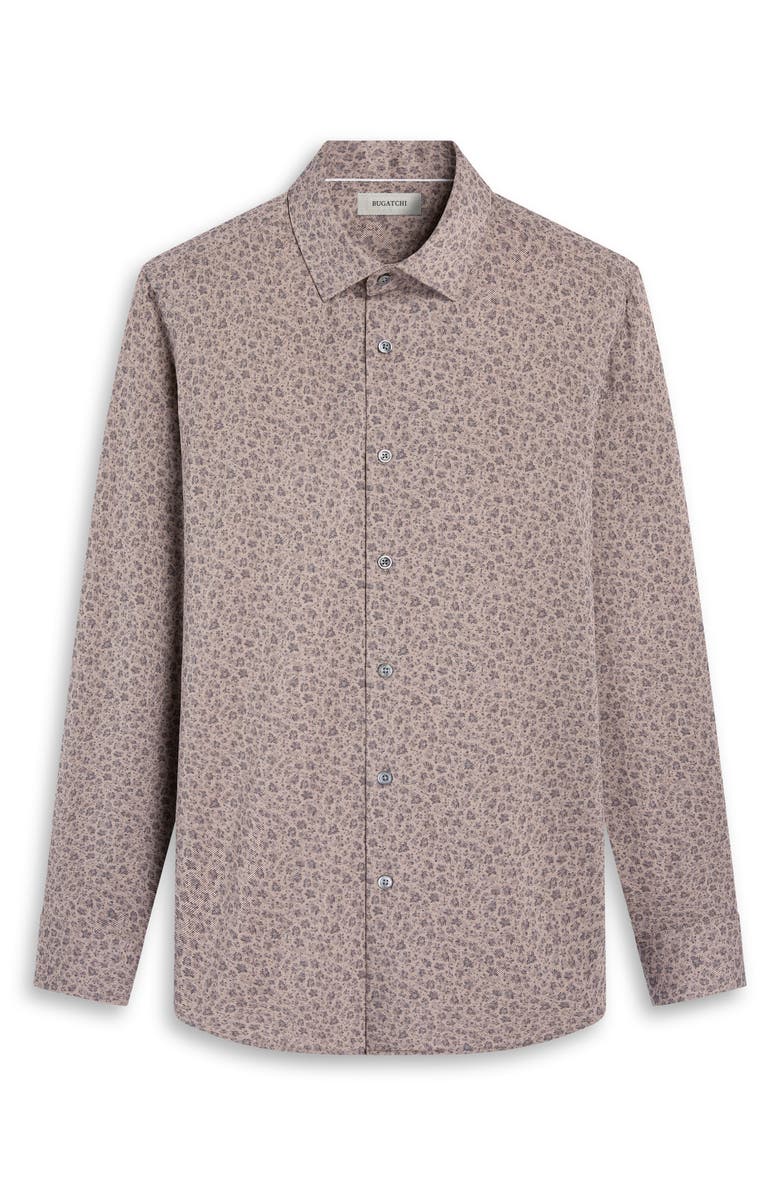 Bugatchi James OoohCotton<sup>®</sup> Floral Twill Button-Up Shirt, Alternate, color, Sand