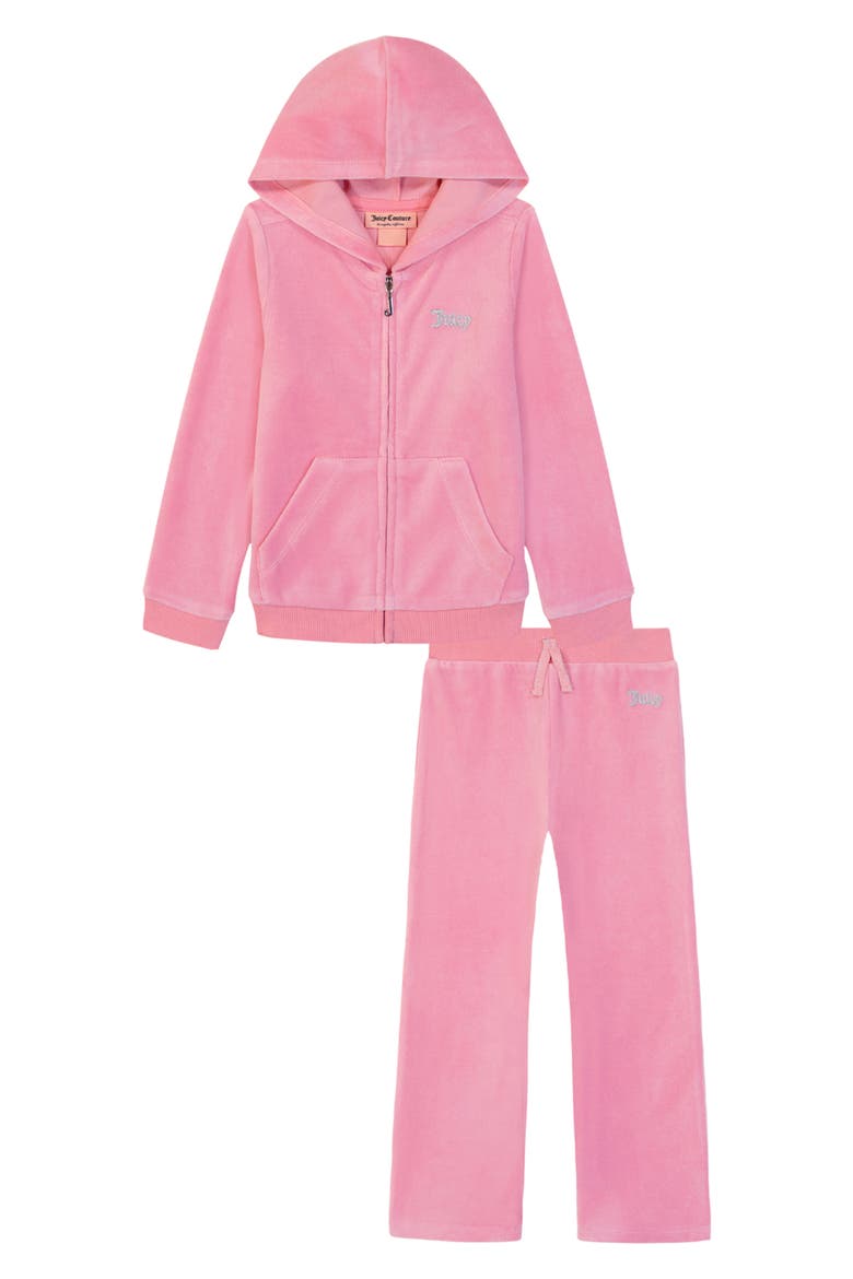 Embellished Velour Hoodie & Track Pants Set, Main, color, PINK