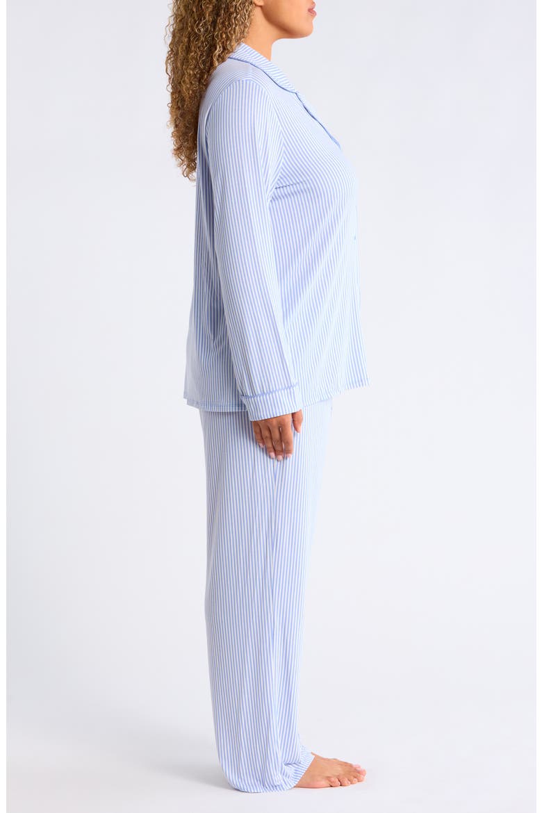 Moonlight Eco Knit Pajamas, Alternate, color, BLUE E- IVORY SKINNY STRIPE