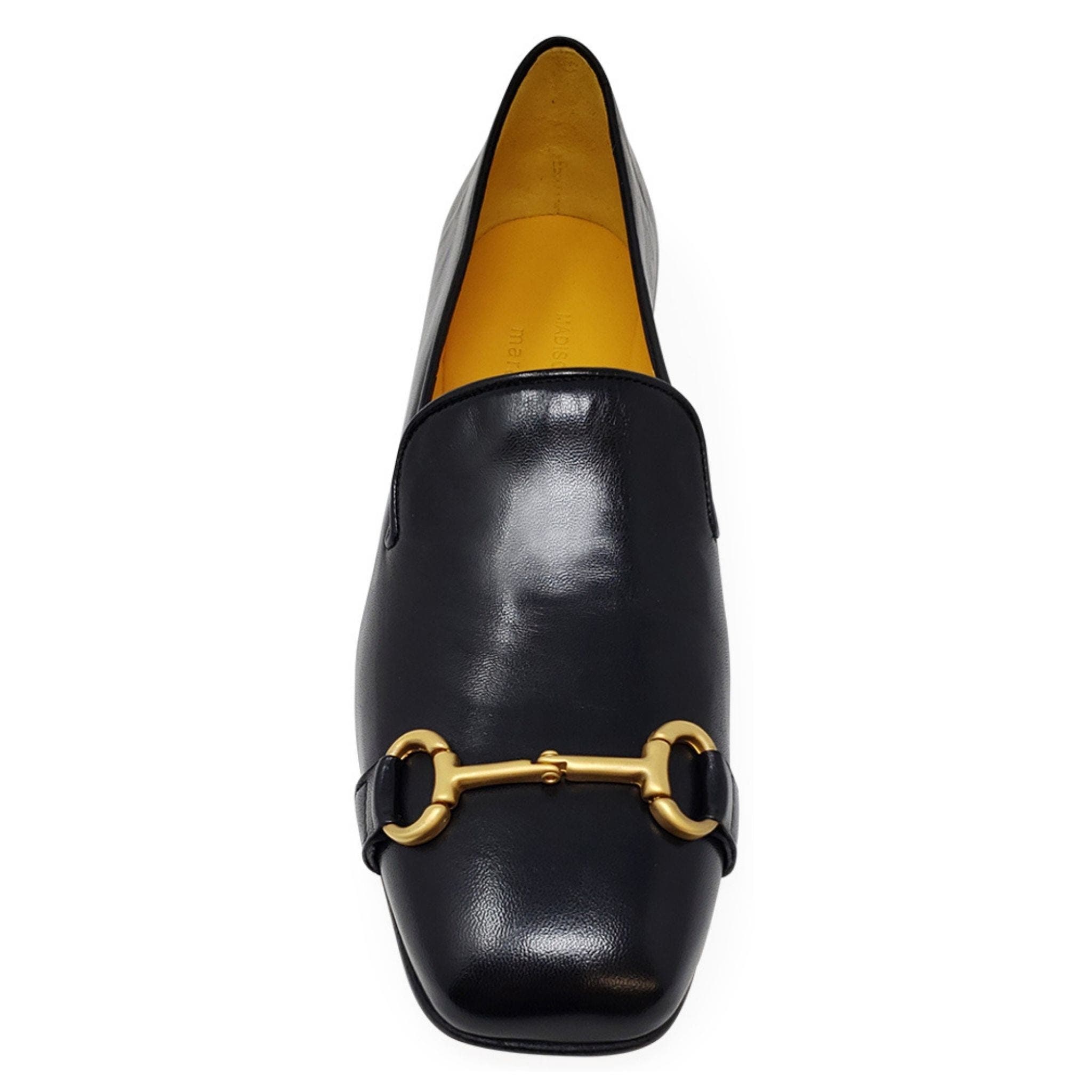 Madison Maison Square Toe Horse Bit Loafer, Alternate, color, Black/ Gold