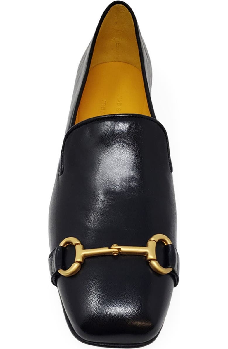 Madison Maison Square Toe Horse Bit Loafer, Alternate, color, Black/ Gold