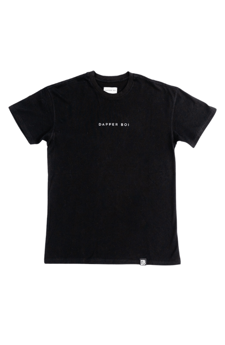 Dapper Boi Black Essential Drop Shoulder Tee, Main, color, 