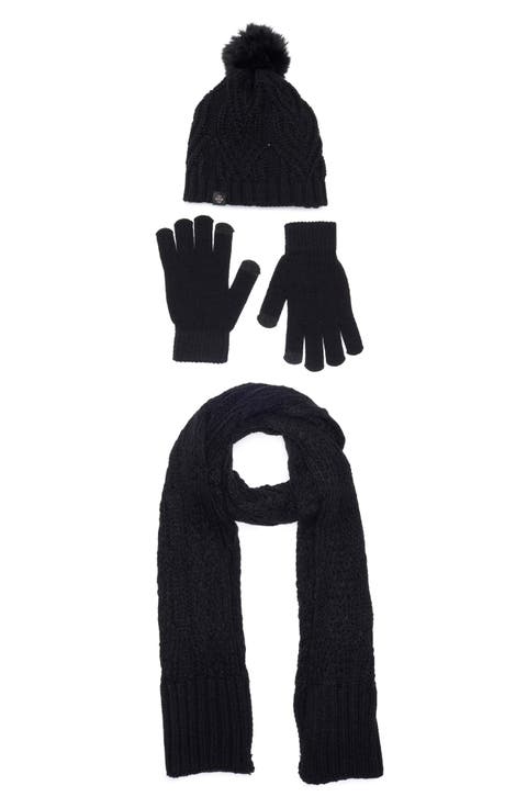 3-Piece Braided Scarf, Beanie & Gloves Set