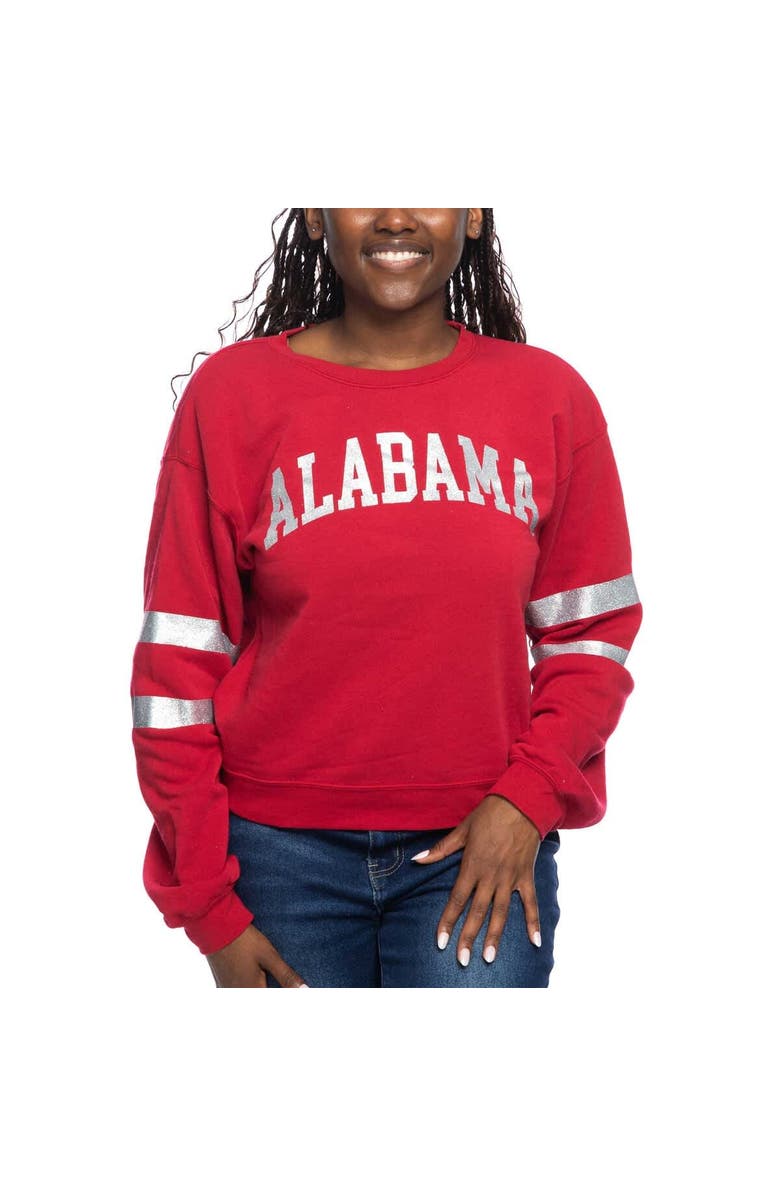 ZOOZATZ Women's ZooZatz Crimson Alabama Crimson Tide Glitter Pullover Sweatshirt, Alternate, color, Crimson