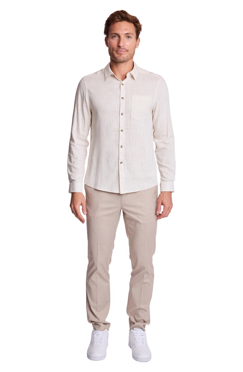 PAISLEY & GRAY Cabo Trim Fit Linen Blend Button-Up Shirt, Alternate, color, Natural Beige