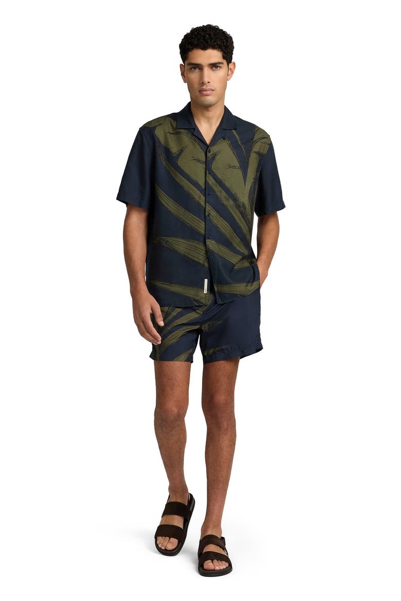 Tencel Vacation Short Sleeve Shirt, Main, color, DEEP NAVY MULTI