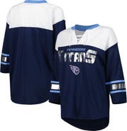G-III 4HER BY CARL BANKS Women's G-III 4Her by Carl Banks Navy/White Tennessee Titans Double Team 3/4-Sleeve Lace-Up T-Shirt