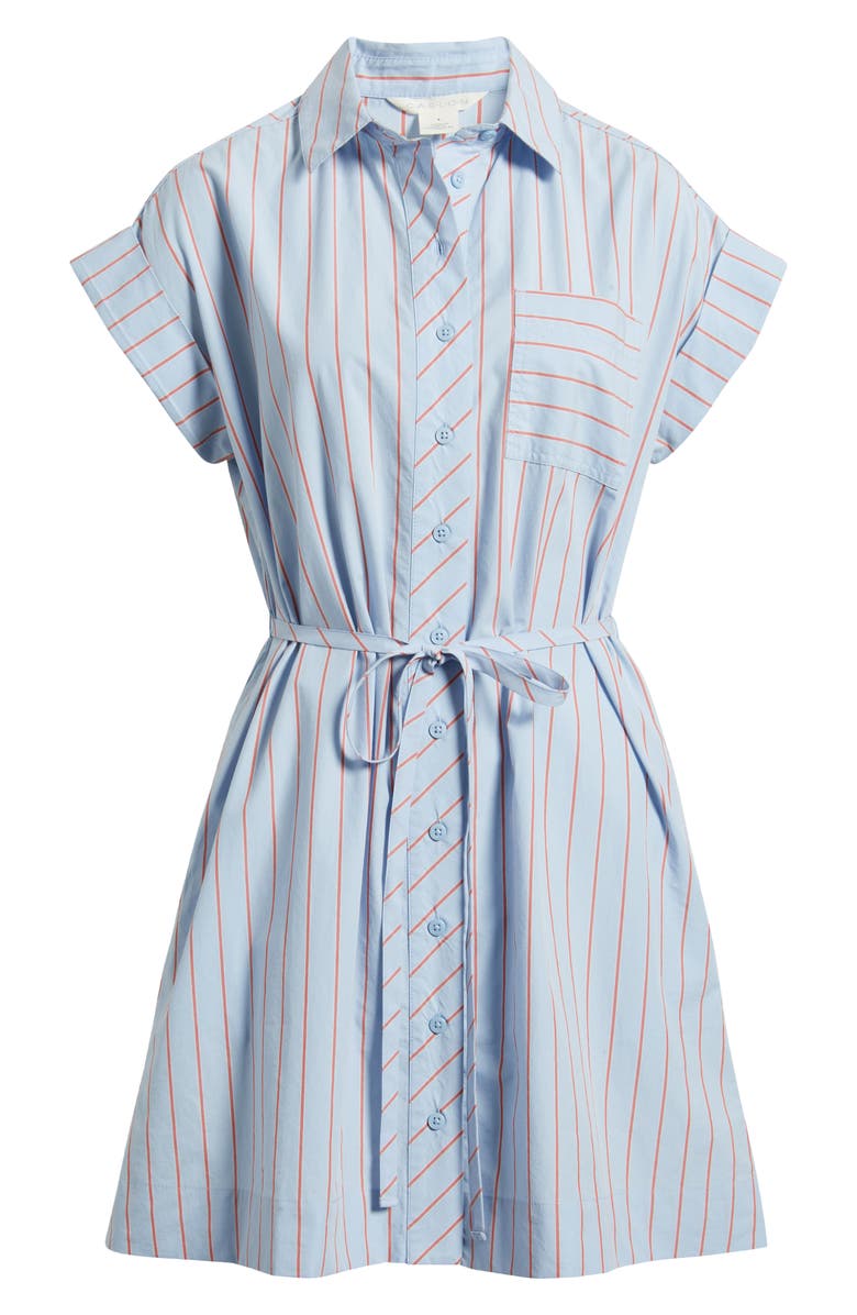 Caslon<sup>®</sup> Stripe Cotton Mini Shirtdress, Alternate, color, Blue Windsurfer Jen Stripe