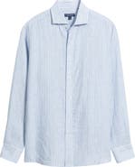 Peter Millar Crown Crafted Astino Lino Stripe Linen Button-Up Shirt