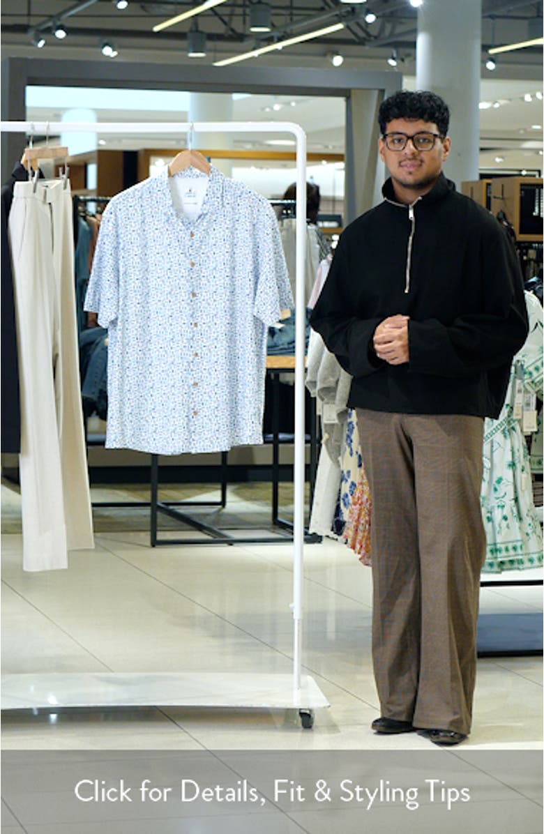 Roadtrip Hangin' Out License Plate Print Short Sleeve Button-Up Shirt, sales video thumbnail