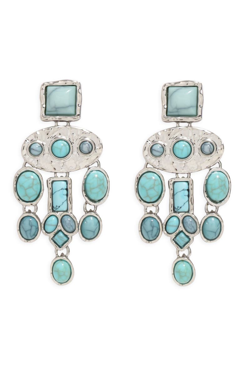Dusk Statement Drop Earrings, Main, color, SILVER/ TURQUOISE