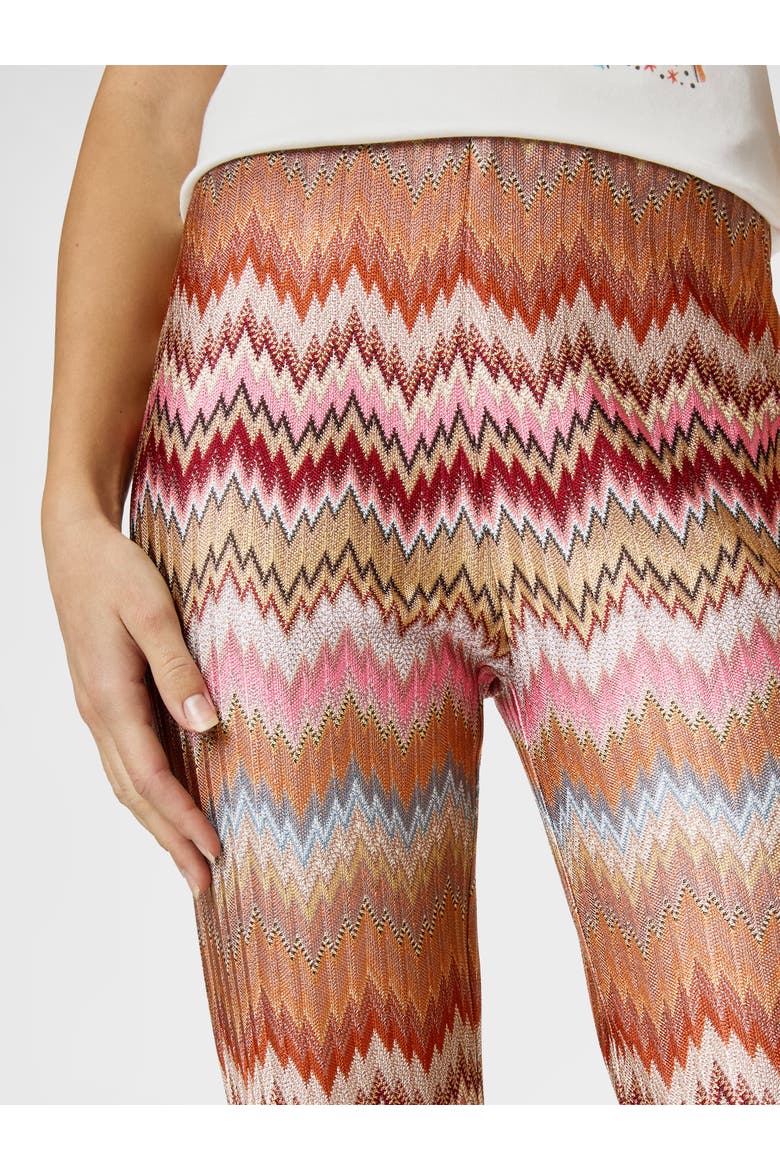 Flared Trousers In Viscose Chevron Snake Motif, Alternate, color, Orange