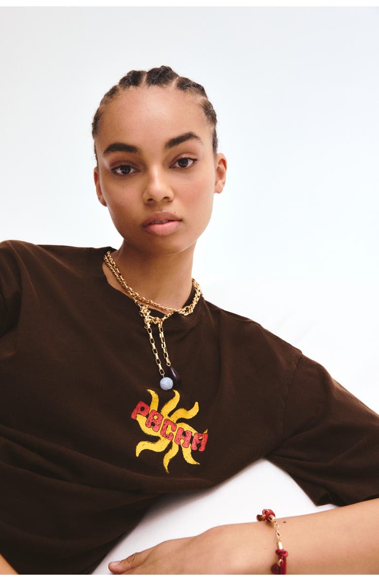 H&M Oversized Print-motif T-shirt, Alternate, color, Dark Brown/Pacha