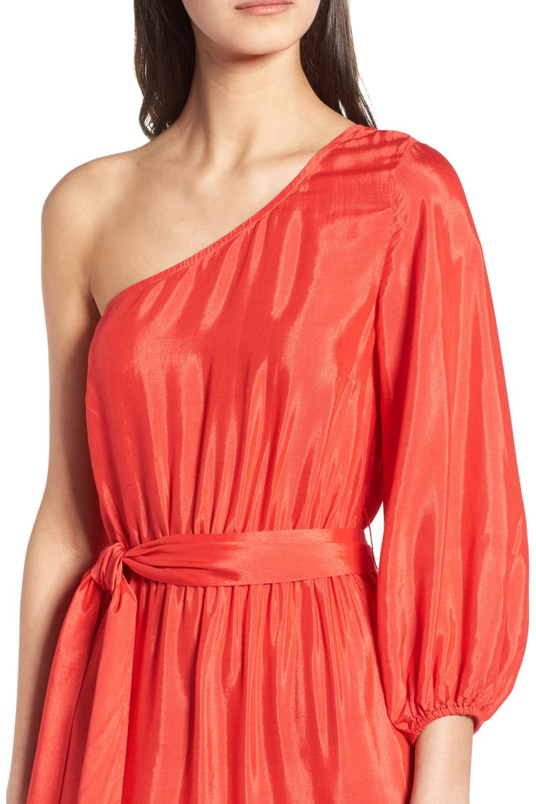 One-Shoulder Maxi Dress, Alternate, color, BRIGHT RED