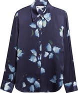 Vince Petal Blur Floral Silk Button-Up Shirt