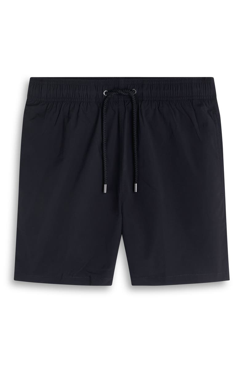 Bugatchi Cruz Print Swim Trunks, Alternate, color, Black