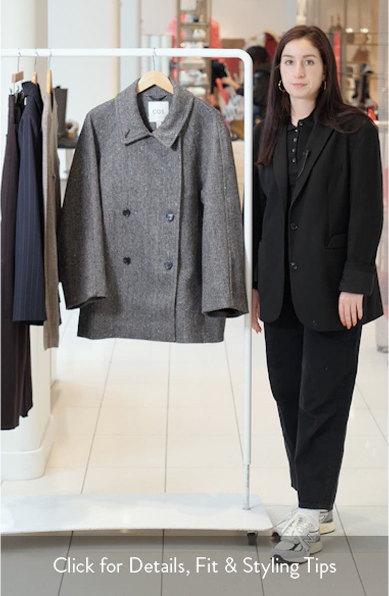 Oversize Herringbone Double Breasted Stretch Wool Coat, sales video thumbnail
