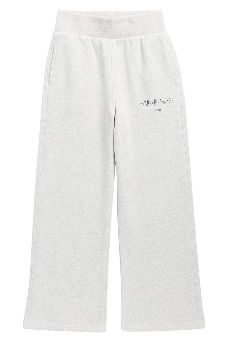 Kids' Fleece Wide Leg Pants, Main, color, HEATHER LIGHT GREY