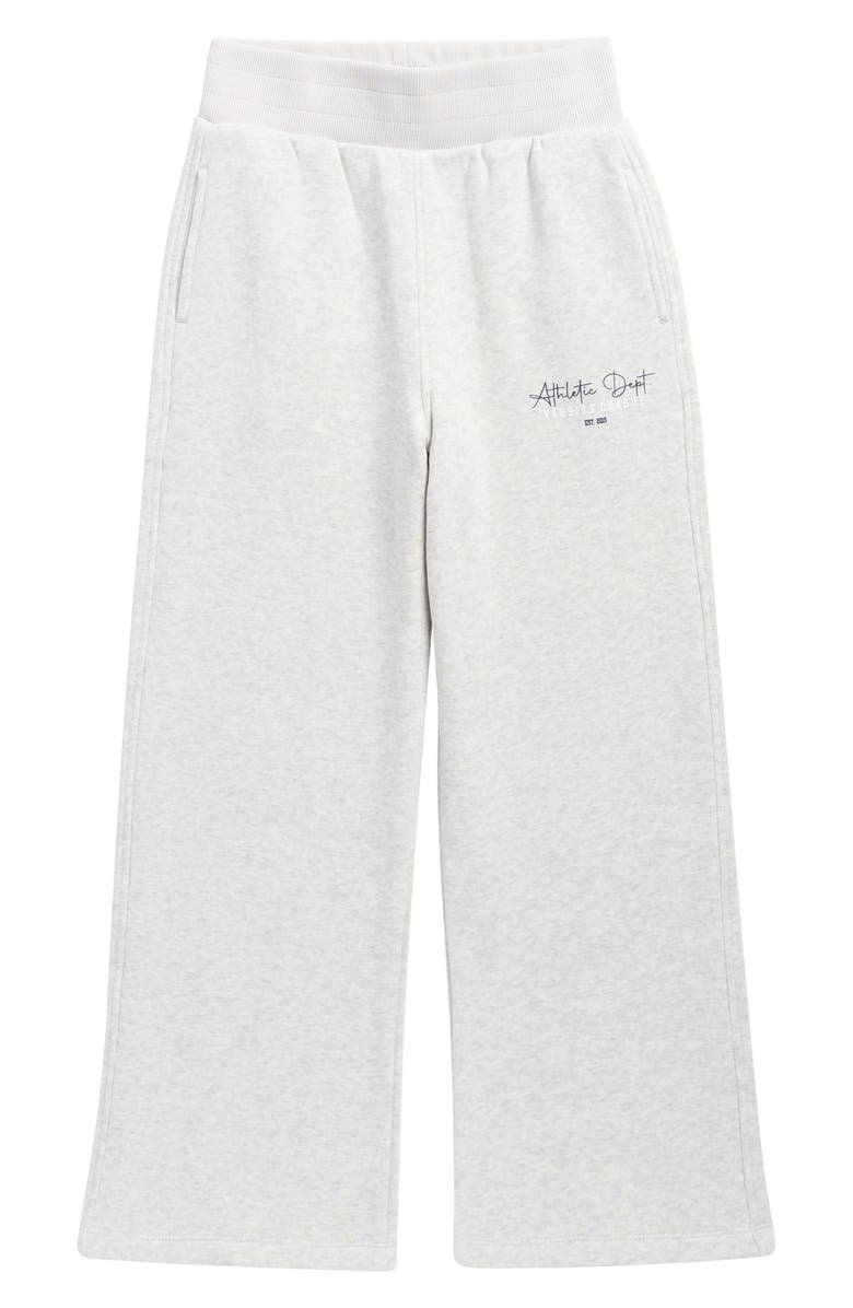 90 DEGREE BY REFLEX Kids' Fleece Wide Leg Pants, Main, color, Heather Light Grey