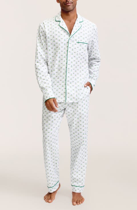 Fairway Stripe Woven Cotton Twill Classic Pajama Set