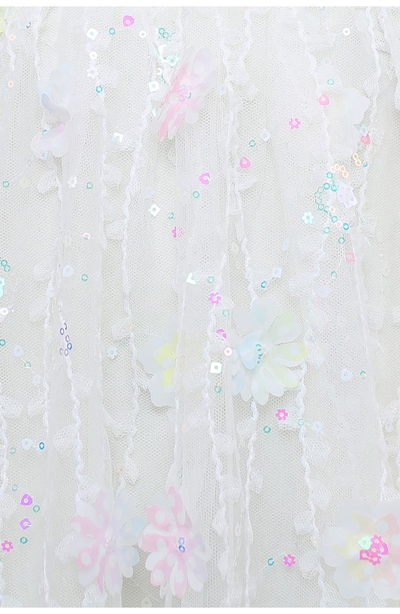 Zunie Kids' Sequin & Floral Appliqué Float Dress, Alternate, color, Ivory