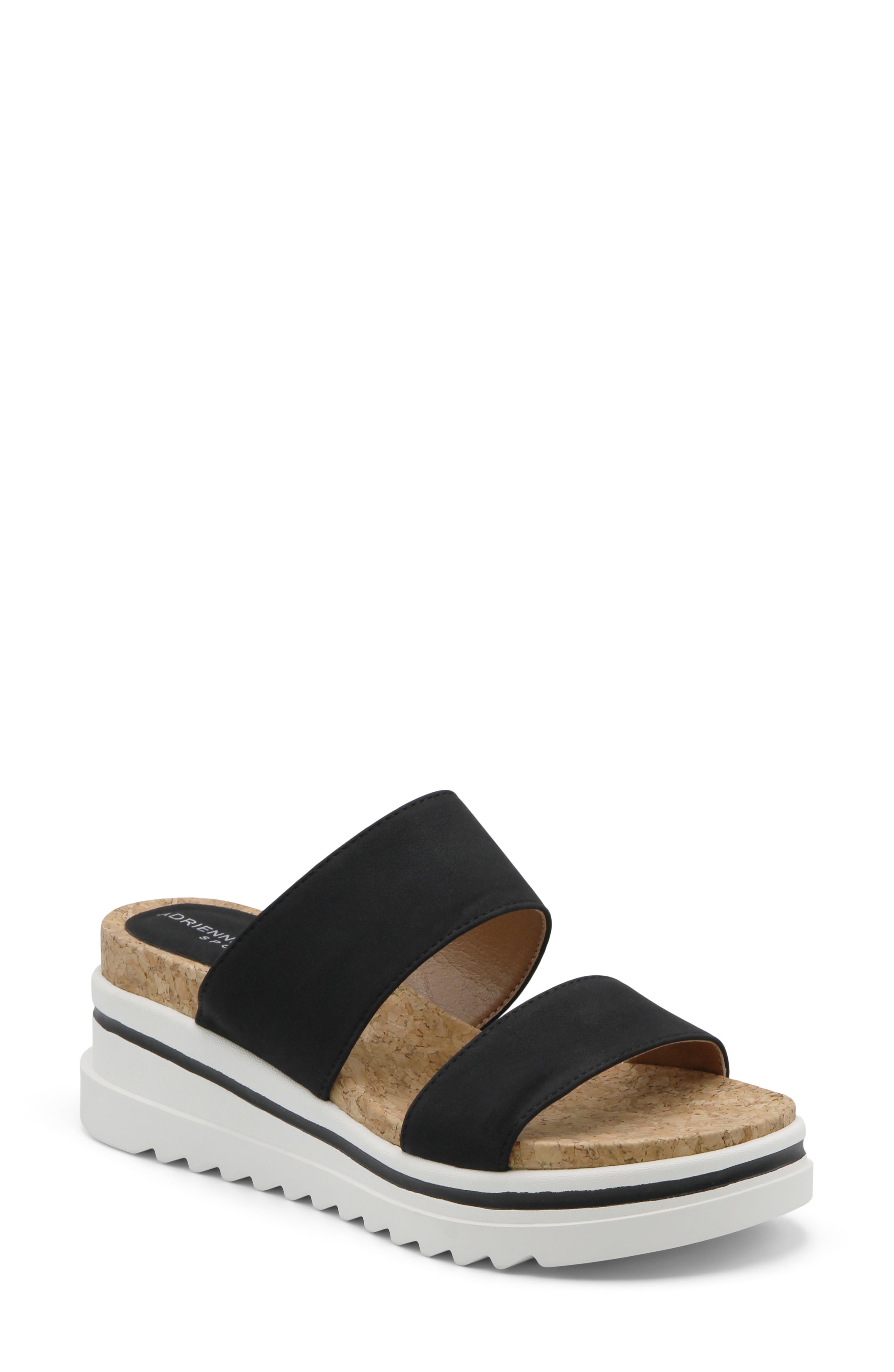 Adrienne Vittadini Cara 3 Wedge Slide Sandal, Main, color, Black Mesh