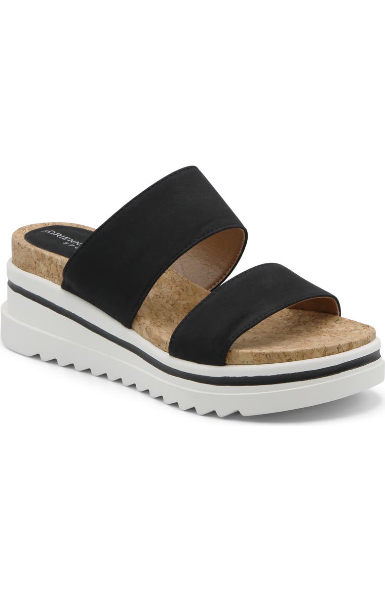 Adrienne Vittadini Cara 3 Wedge Slide Sandal, Main, color, Black Mesh