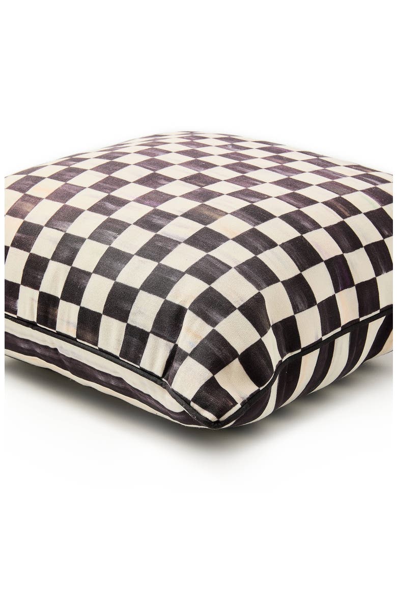 Courtly Check Printed Outdoor Throw Pillow, Alternate, color, BLACK