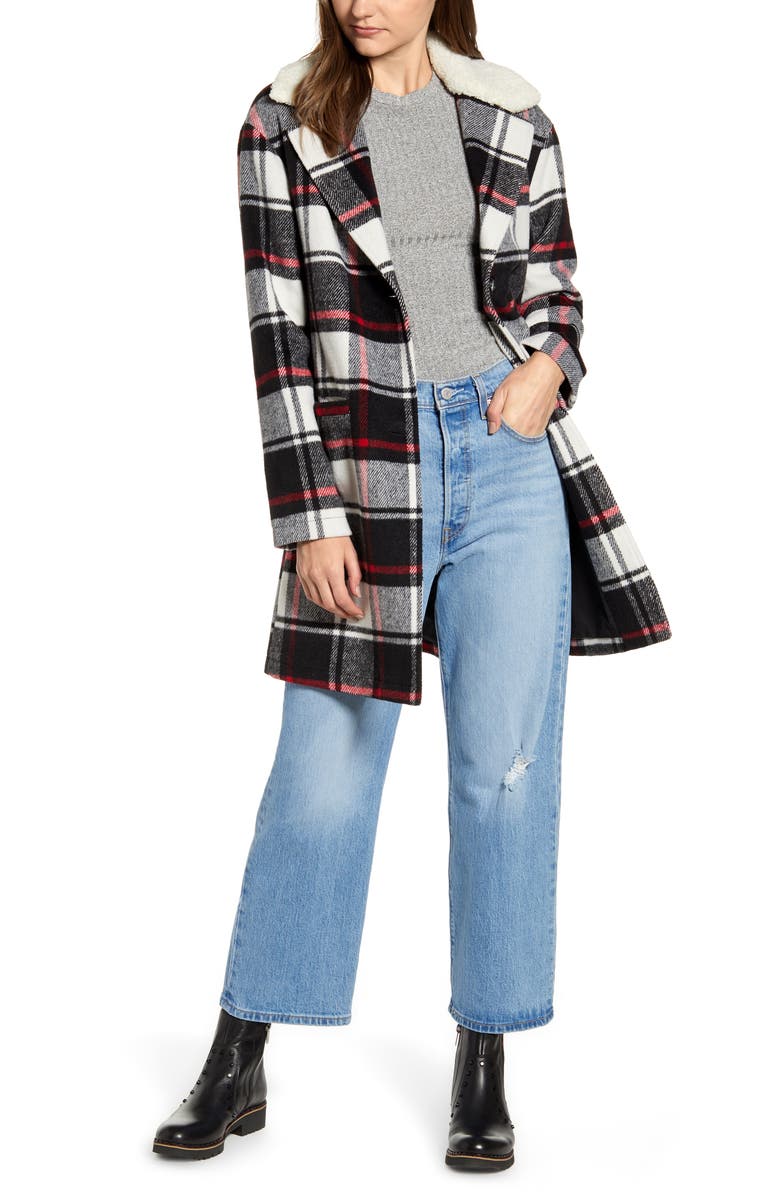 Levi's<sup>®</sup> Wool Top Coat with Faux Shearling Collar, Alternate, color,