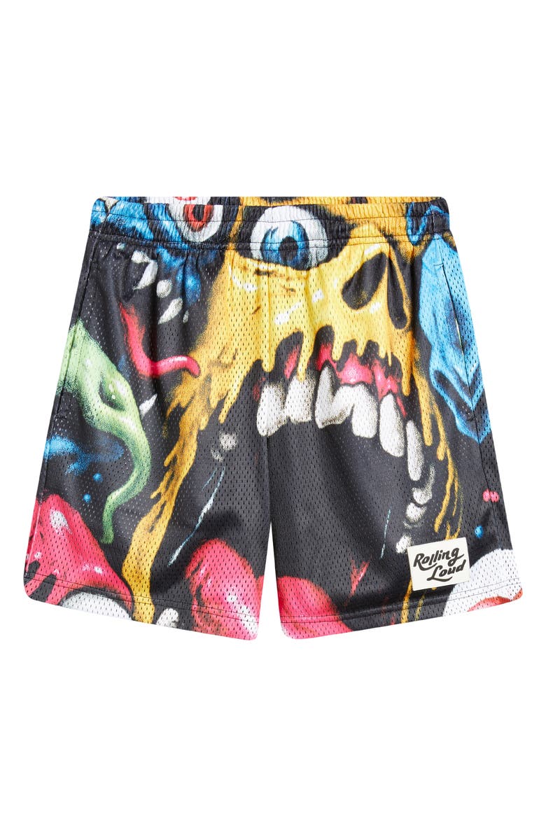Rolling Loud Loud Mouth Mesh Shorts, Alternate, color, Black Multi